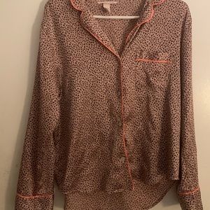 rose pink silk victoria secret sleep long sleeve top